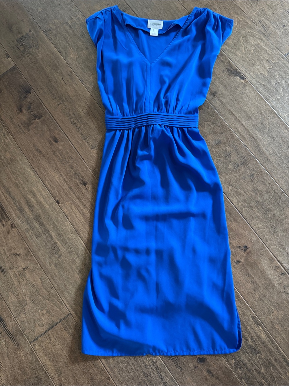 Motherhood Maternity Royal Blue V-Neck Pleated-Waist Midi Dress